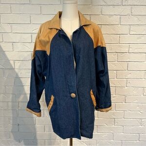Vintage 90s Mary Zenutis Denim and Leather Western Jacket Womens M